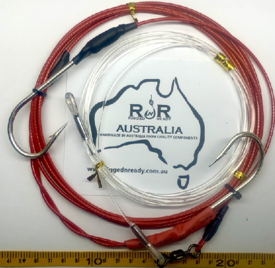 Beach Shark Rig 6m - 11/0 Tarpon Double 3m 720lb Wire - 3m 350lb Mono